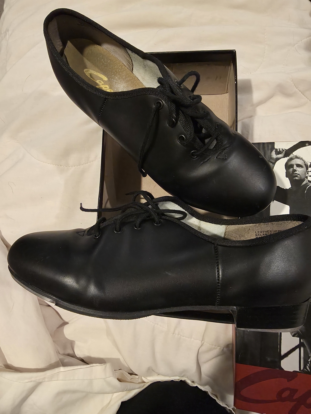 Capezio Black Leather Lace-Up Tap Oxfords - Picture 5 of 5